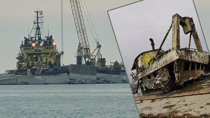 Zonguldak’ta batan ‘Kafkametler’ gemisinin kaptan köşkü denizden çıkarıldı